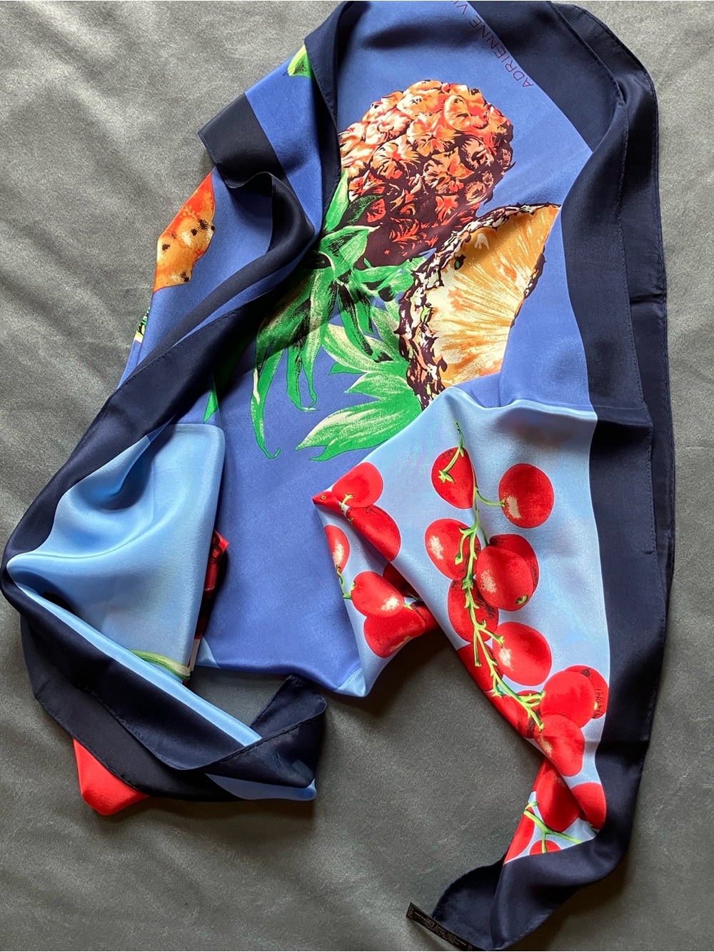 Adrienne Vittadini Pure Silk Fruit Print Scarf 34” square